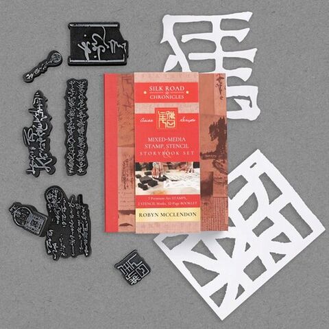 Mixed Media Stamp Stencil and Storybook Set Asian Scripts